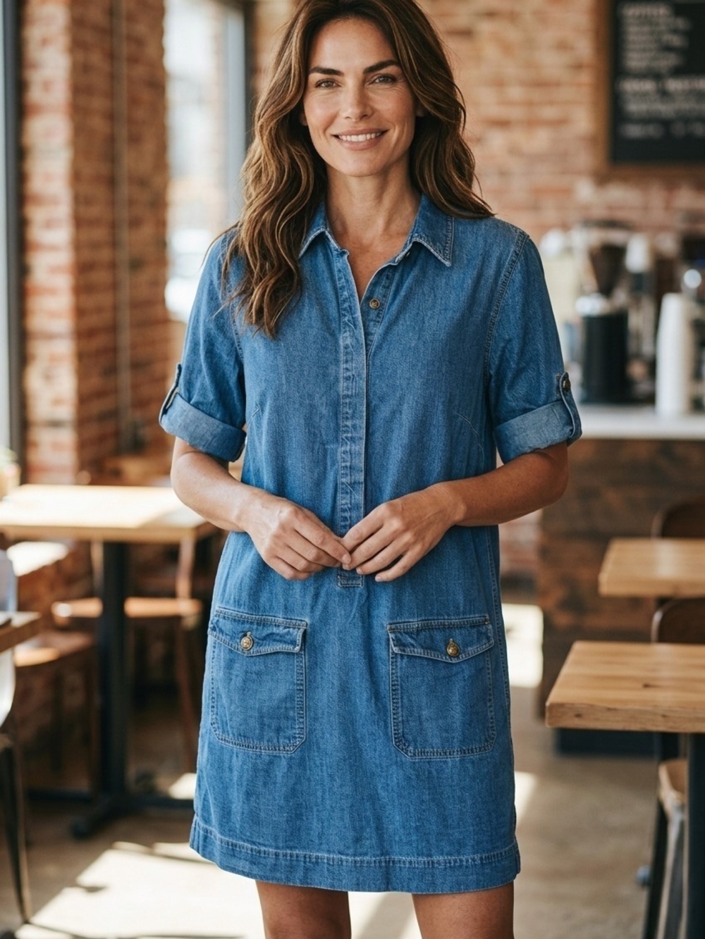 Ralph Lauren Dark Wash 3/4 Button Down Front Denim Dress OP.
